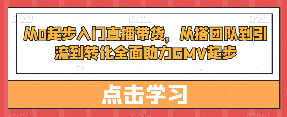 从0起步入门直播带货，​从搭团队到引流到转化全面助力GMV起步-星禾网创星球