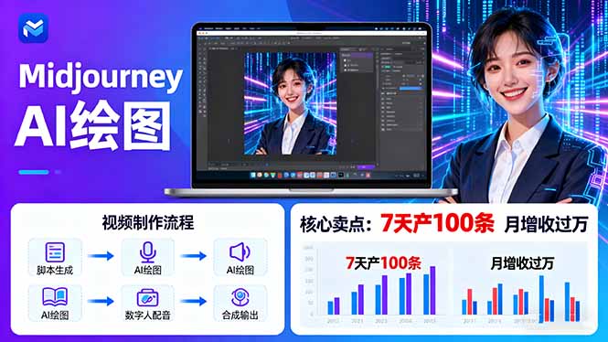 AI绘图照片开口说话视频制作：Midjourney+数字人，7天产100条月增收过万-星禾网创星球