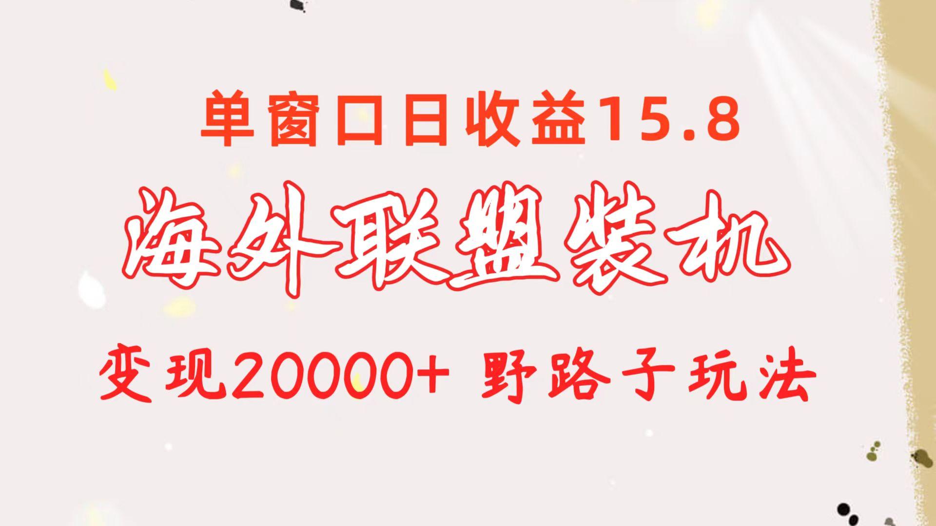 海外联盟装机 单窗口日收益15.8  变现20000+ 野路子玩法-星禾网创星球