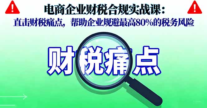 电商企业财税合规实战课，直击财税痛点，帮助企业规避最高80%的税务风险-星禾网创星球