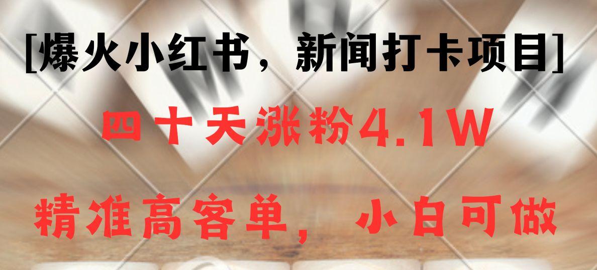 新闻打卡项目，小红书40天涨粉4.1w，高客单精准粉，变现能力超强-星禾网创星球