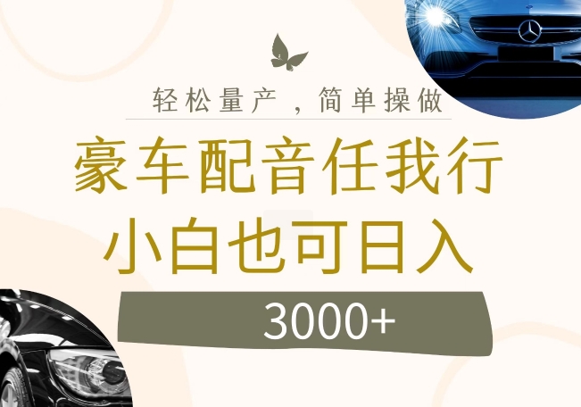 不为人知的暴力小项目，豪车配音，日入几张【揭秘】-星禾网创星球