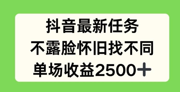 抖音最新任务，不露脸怀旧找不同，单场收益2.5k【揭秘】-星禾网创星球