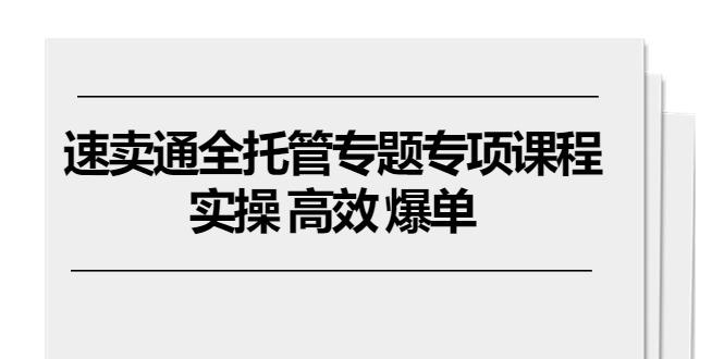 速卖通 全托管专题专项课程，实操 高效 爆单(11节课-星禾网创星球