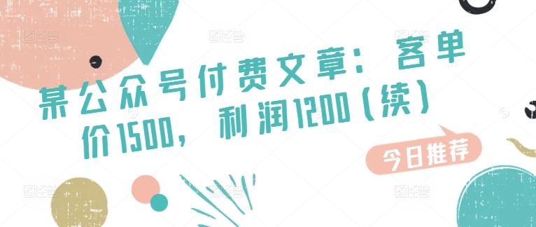 某公众号付费文章：客单价1500，利润1200(续)，市场几乎可以说是空白的-星禾网创星球
