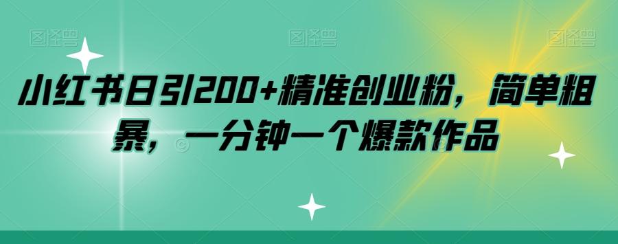 小红书日引200+精准创业粉，简单粗暴，一分钟一个爆款作品【揭秘】-星禾网创星球