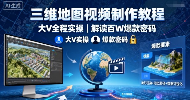 三维地图视频制作教程，大V全程实操，解读百W爆款密码-星禾网创星球