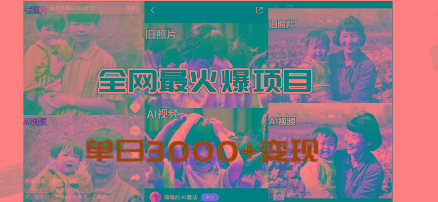 全网爆火的AI让老照片动起来教程，蹭热点日赚3000+，内含免费工具一键...-星禾网创星球