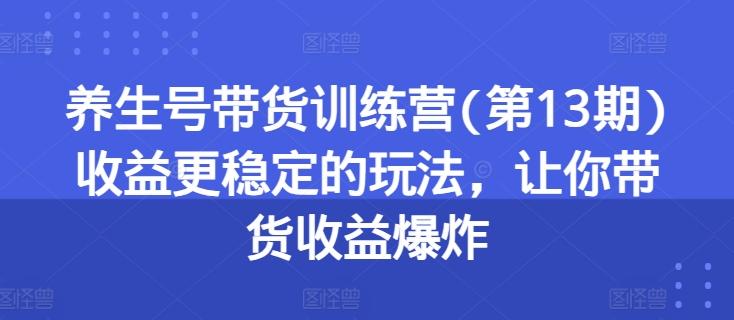养生号带货训练营(第13期)收益更稳定的玩法，让你带货收益爆炸-星禾网创星球