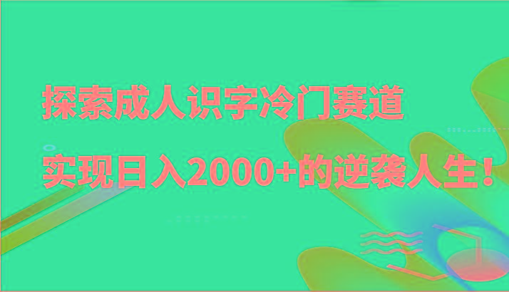 探索成人识字冷门赛道，实现日入2000+的逆袭人生！-星禾网创星球