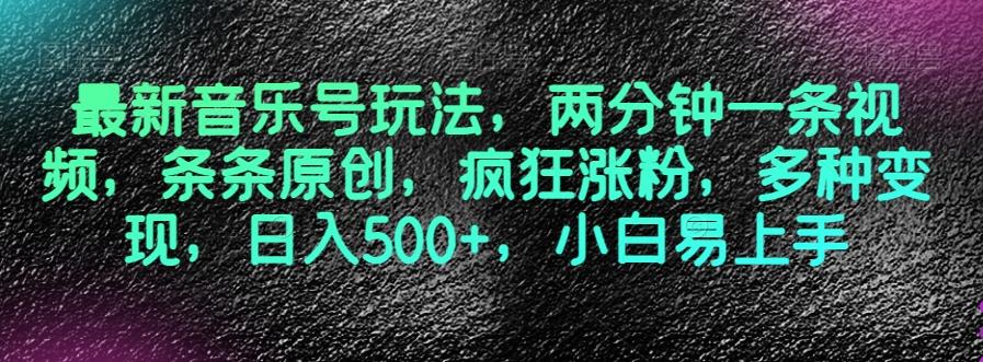 最新音乐号玩法，两分钟一条视频，条条原创，疯狂涨粉，多种变现，日入500+，小白易上手【揭秘】-星禾网创星球