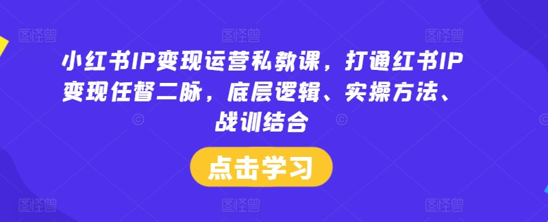 小红书IP变现运营私教课，打通红书IP变现任督二脉，底层逻辑、实操方法、战训结合-星禾网创星球