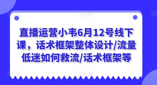 直播运营小韦6月12号线下课，话术框架整体设计/流量低迷如何救流/话术框架等-星禾网创星球