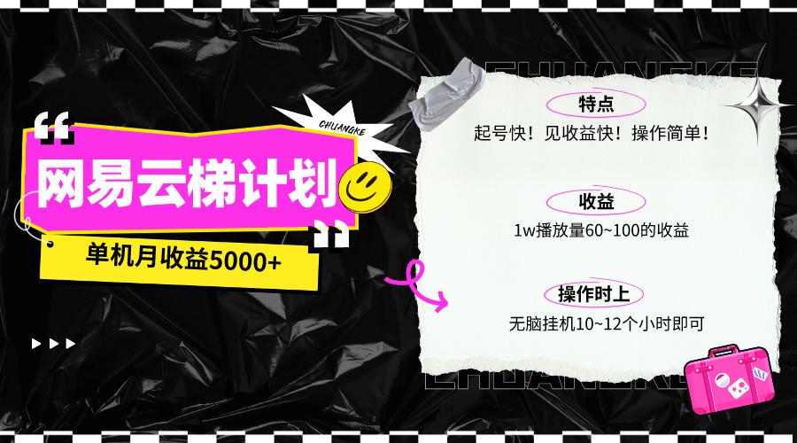 (10063期)最新网易云梯计划网页版，单机月收益5000+！可放大操作-星禾网创星球