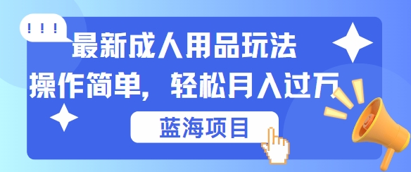 最新成人用品项目玩法，操作简单，动动手，轻松日入几张【揭秘】-星禾网创星球