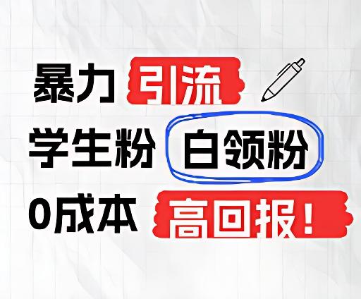 暴力引流学生粉白领粉，吊打以往垃圾玩法，0成本，高回报-星禾网创星球
