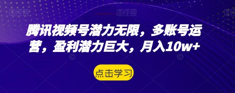腾讯视频号潜力无限，多账号运营，盈利潜力巨大，月入10w+-星禾网创星球
