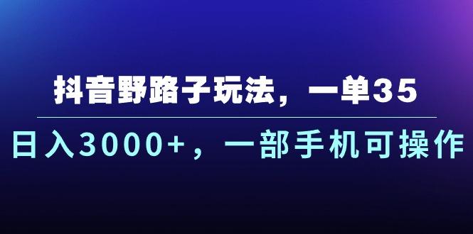抖音野路子玩法，一单35.日入3000+，一部手机可操作-星禾网创星球