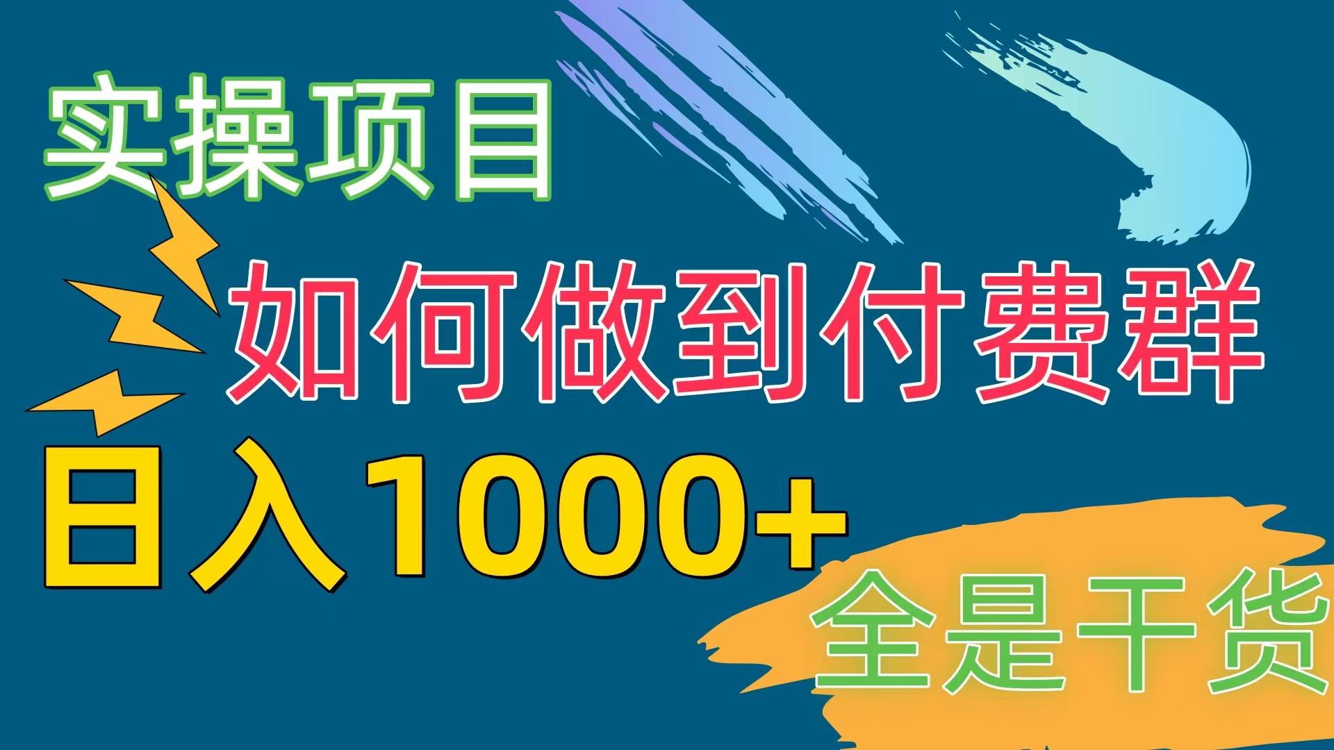 [实操项目]付费群赛道，日入1000+-星禾网创星球