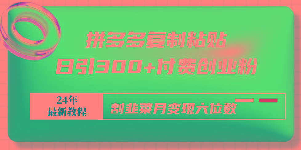 拼多多复制粘贴日引300+付费创业粉，割韭菜月变现六位数最新教程！-星禾网创星球