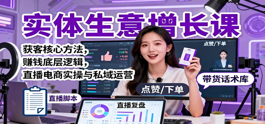 实体生意增长课:获客核心方法,赚钱底层逻辑,直播电商实操与私域运营-星禾网创星球