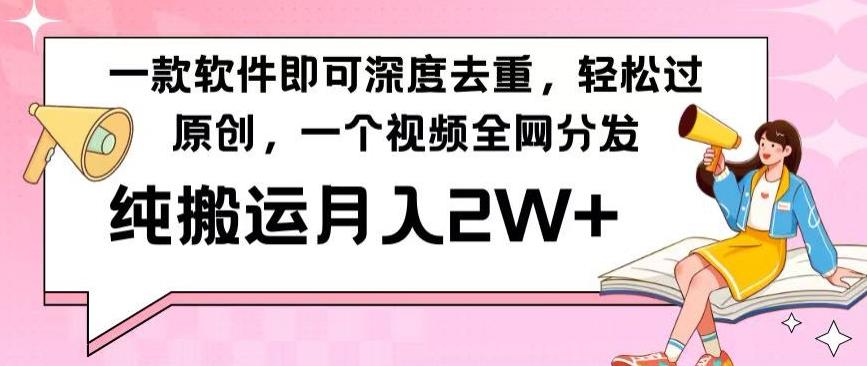 一款软件深度去重，轻松过原创，一个视频全网分发，纯搬运月入2W+-星禾网创星球
