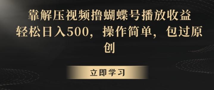 靠解压视频撸蝴蝶号播放收益，轻松日入500，操作简单，包过原创【揭秘】-星禾网创星球