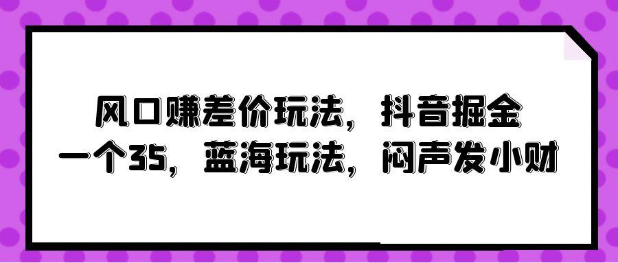 (10022期)风口赚差价玩法，抖音掘金，一个35，蓝海玩法，闷声发小财-星禾网创星球