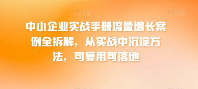 中小企业实战手册流量增长案例全拆解，从实战中沉淀方法，可复用可落地-星禾网创星球