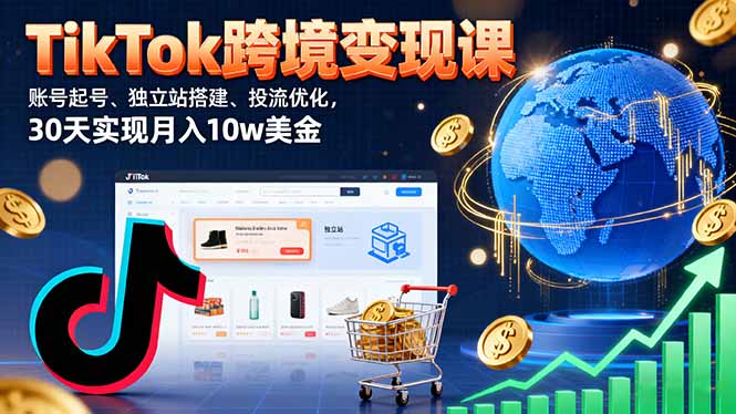 TikTok跨境变现课：账号起号、独立站搭建、投流优化，30天实现月入10w美金-星禾网创星球