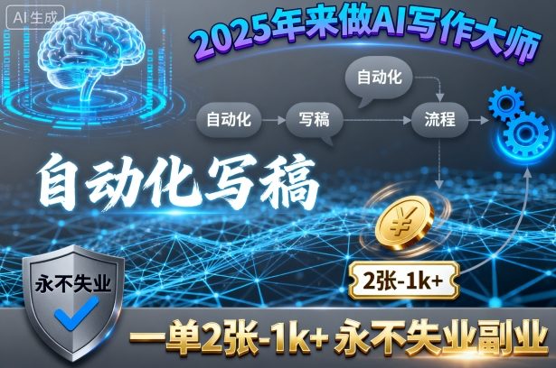 2025年来做AI写作大师，自动化写稿，一单2张-1k+，永不失业副业-星禾网创星球