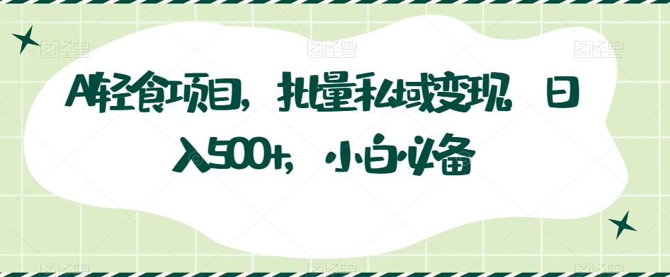 AI轻食项目，批量私域变现，日入500+，小白必备-星禾网创星球