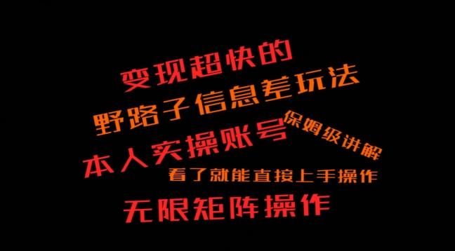 变现超快的野路子信息差玩法，本人实操账号保姆级讲解-星禾网创星球