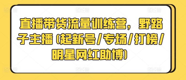 直播带货流量训练营，野路子主播(起新号/专场/打榜/明星网红助博)-星禾网创星球