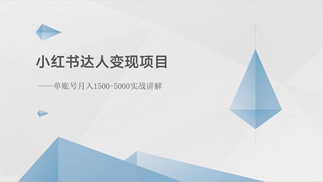 小红书达人变现项目：单账号月入1500-3000实战讲解-星禾网创星球