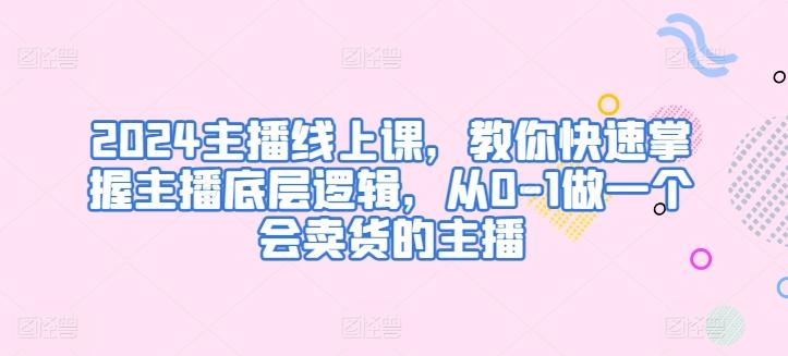 2024主播线上课，教你快速掌握主播底层逻辑，从0-1做一个会卖货的主播-星禾网创星球