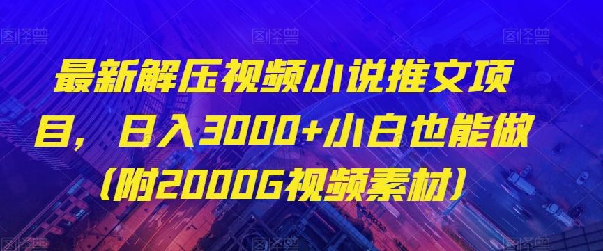 最新解压视频小说推文项目，日入3000+小白也能做（附2000G视频素材）【揭秘】-星禾网创星球