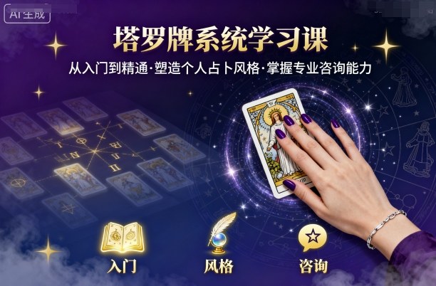 塔罗牌系统学习课，助你从入门到精通，塑造个人占卜风格，掌握专业咨询能力-星禾网创星球