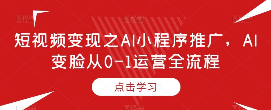 短视频变现之AI小程序推广，AI变脸从0-1运营全流程-星禾网创星球