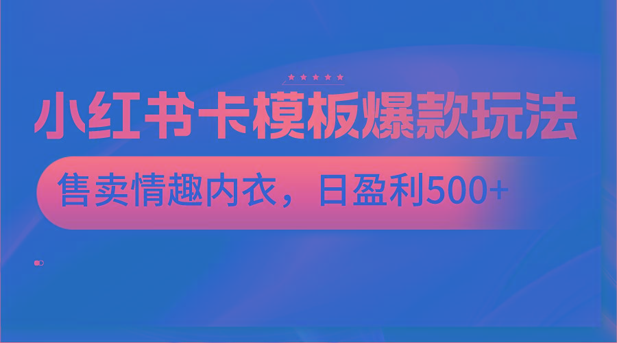小红书卡模板爆款玩法，售卖情趣内衣，日盈利500+-星禾网创星球