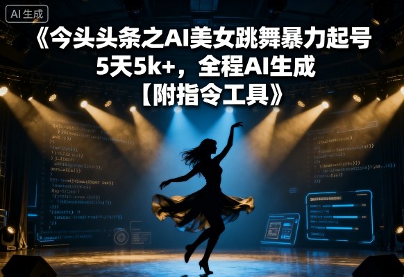 今日头条之AI美女跳舞暴力起号，5天1k+，全程AI生成【附指令工具】-星禾网创星球