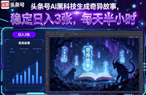 头条号AI黑科技生成奇异故事，稳定日入3张，每天半小时-星禾网创星球