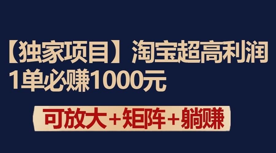 独家淘宝超高利润项目：1单必赚1000元，可放大可矩阵操作-星禾网创星球