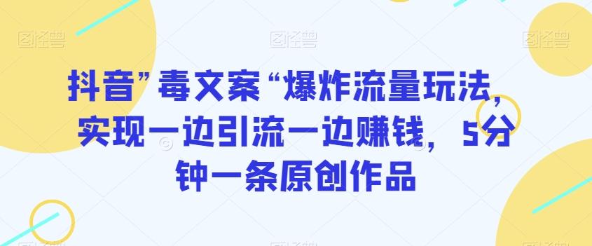 抖音”毒文案“爆炸流量玩法，实现一边引流一边赚钱，5分钟一条原创作品【揭秘】-星禾网创星球