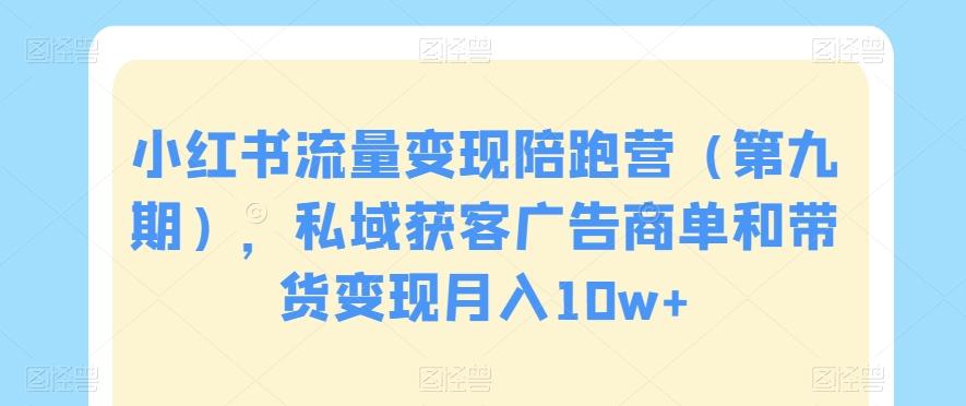 小红书流量变现陪跑营（第九期），私域获客广告商单和带货变现月入10w+-星禾网创星球