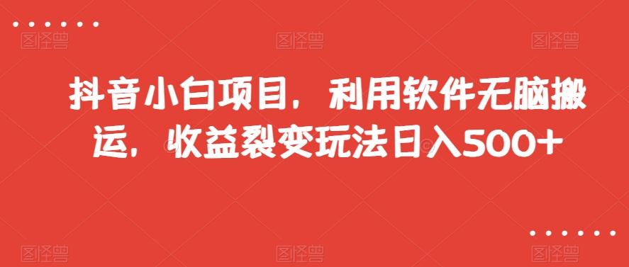 抖音小白项目，利用软件无脑搬运，收益裂变玩法日入500+【揭秘】-星禾网创星球