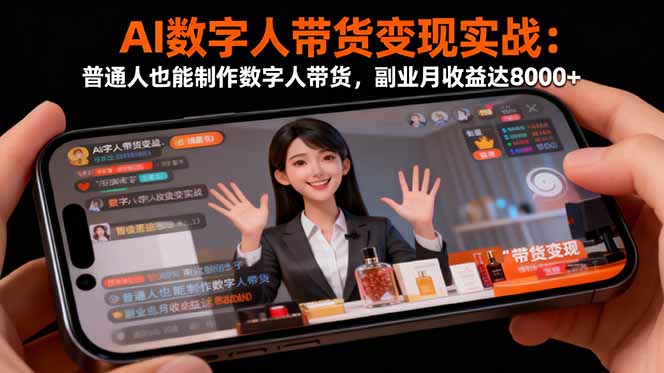 AI数字人带货变现实战：普通人也能制作数字人带货，副业月收益达8000+-星禾网创星球