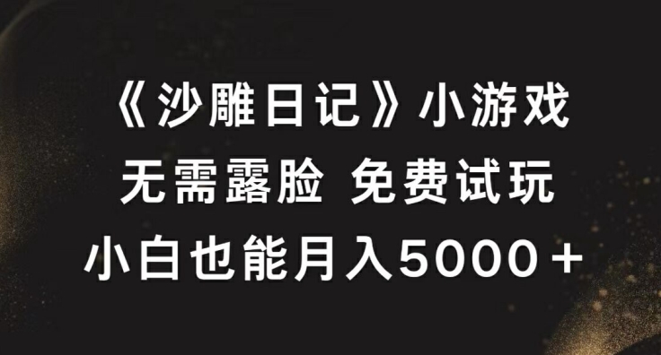 《沙雕日记》小游戏，无需露脸免费试玩，小白也能月入5000+【揭秘】-星禾网创星球