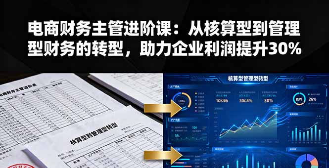 电商财务主管进阶课：从核算型到管理型财务的转型，助力企业利润提升30%-星禾网创星球