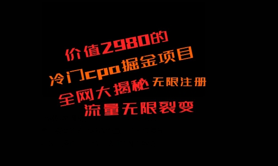 价值2980的CPA掘金项目大揭秘，号称当天收益200+，不见收益包赔双倍-星禾网创星球